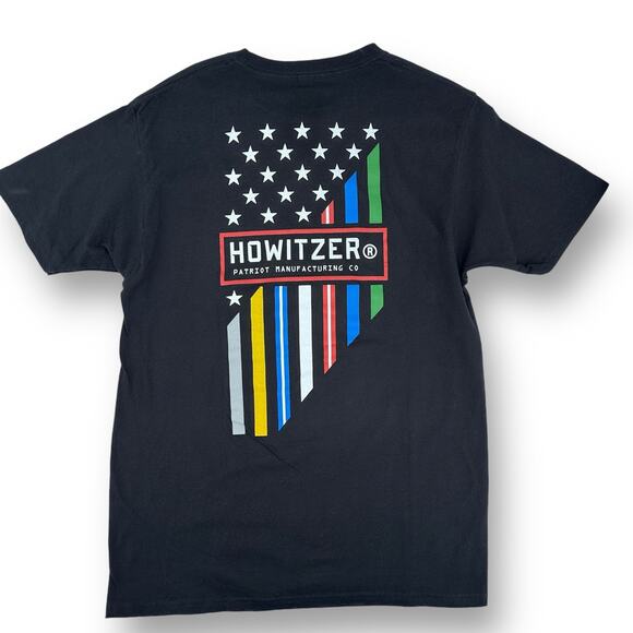 Howitzer Logo Patriotic USA Flag T Shirt Mens Size XL Black Short Sleeve - Picture 1 of 5
